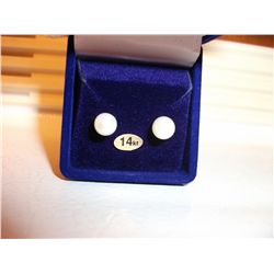 14 KT GOLD 6.5MM GENUINE FRESHWATER PEARL EARRINGS