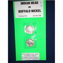 US INDIAN HEAD BUFFALO NICKELS - ISSUED 1913 AND 1938