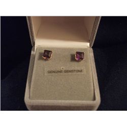 10 KT GOLD 5MM GENUINE AMETHYST EARRINGS