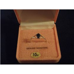 10 KT WHITE GOLD 0.50 CT GENUINE SAPPHIRE (5X4MM) RING