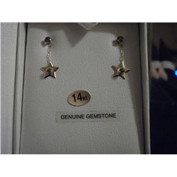 14 KT GOLD GENUINE SAPPHIRE DROP EARRINGS