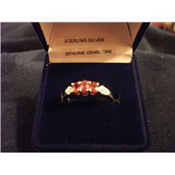 STERLING SILVER 0.70 CT GENUINE PINK TOURMALINE AND 0.02 CT DIAMOND RING