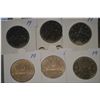 Lot of six canadian dollar coins years 1981-1986