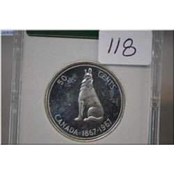 1967 50 cent Howling Wolf centennial design silver coin