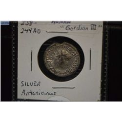 Silver Roman 238-244 AD " Gordian III" Antoninianus coin. 1765 years old.