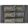 Image 1 : Selection of Canadian bills including four $ 1dollar bills, one $5 bill and one $20 bills