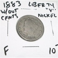 1883 *1ST YEAR* LIBERTY "V" NICKEL *RARE FINE GRADE* RED BOOK VALUE IS $10.00+!! COIN CAME OUT OF SA