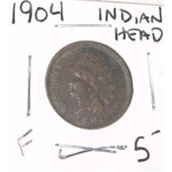 1904 INDIAN HEAD PENNY RED BOOK VALUE $5.00+ *NICE EARLY FINE GRADE*!! PENNY CAME OUT OF SAFE!!