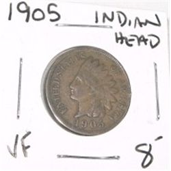 1905 INDIAN HEAD PENNY RED BOOK VALUE $8.00+ *NICE EARLY VERY FINE GRADE*!! PENNY CAME OUT OF SAFE!!
