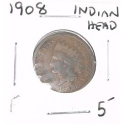 1908 INDIAN HEAD PENNY RED BOOK VALUE $5.00+ *NICE EARLY FINE GRADE*!! PENNY CAME OUT OF SAFE!!