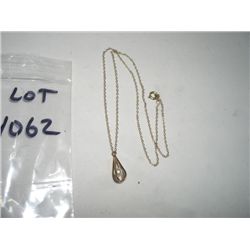 VINTAGE 12K GOLD NECKLACE & PEARL PENDANT *PEARL IS FLOATING FREE INSIDE CYLINDER OF PENDANT* STAMPE