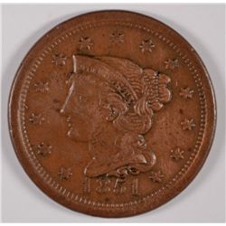 1851 LARGE CENT VF/XF