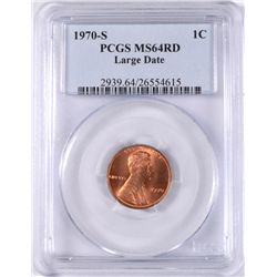 1970-S (LARGE DATE) LINCOLN CENT PCGS MS-64 RD