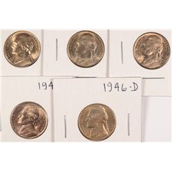 (5) 1946-D JEFFERSON NICKELS CH BU