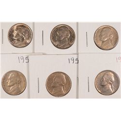 (6) JEFFERSON NICKELS (46-D, 49, 49-D, 50-D, 51, 52) CH BU