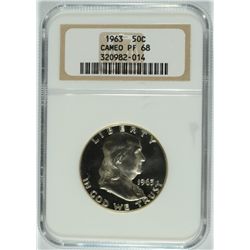 1963 FRANKLIN HALF DOLLAR NGC PF-68 CAMEO