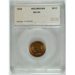 1909- INDIAN HEAD CENT SEGS MS-64 RB