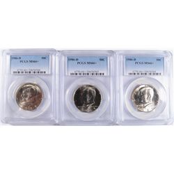 (3) 1986-D KENNEDY HALF DOLLARS PCGS MS-66+
