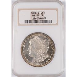 1878-S MORGAN DOLLAR NGC MS-64 DPL !!!