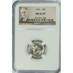 1961 ROOSEVELT DIME, NGC MS-65 FULL TORCH!  RARE!