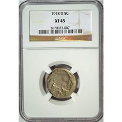 1918-D BUFFALO NICKEL NGC XF-AU 45