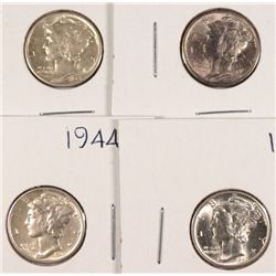 (4) CH BU MERCURY DIMES (42-D, 43-D, 44-D, 45)
