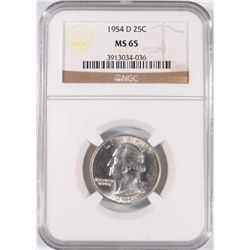 1954-D WASHINGTON QUARTER NGC MS-65