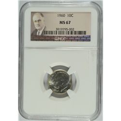 1960 ROOSEVELT DIME, NGC MS-67