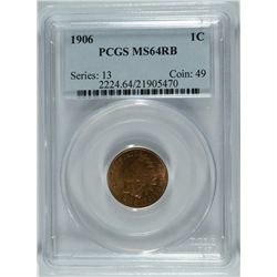 1906 INDIAN HEAD CENT, PCGS MS-64 RB