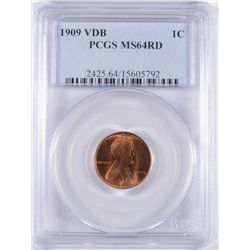 1909-VDB LINCOLN CENT, PCGS MS-64  RED!