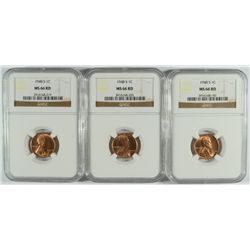 ( 3 ) 1948-S LINCOLN CENTS, NGC MS-66 REDS!