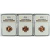 Image 1 : ( 3 ) 1957-D LINCOLN CENTS, NGC MS-66 RED