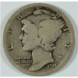 1916-D MERCURY DIME, VG  KEY DATE!