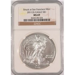 2011 (S) SILVER AMERICAN EAGLE NGC MS-69