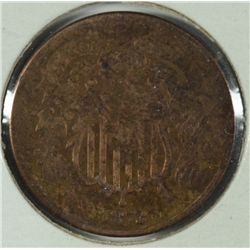 1872 2-CENT PIECE, GOOD ( damaged )