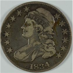 1834 CAPPED BUST HALF DOLLAR, VF/XF