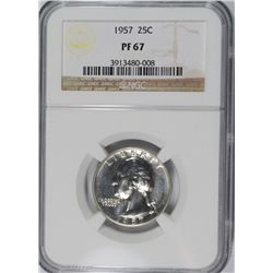 1957 WASHINGTON QUARTER, NGC PROOF-67