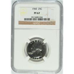 1960 WASHINGTON QUARTER, NGC PROOF-67