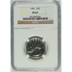 1961 WASHINGTON QUARTER, NGC PROOF-67