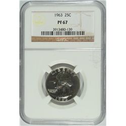 1963 WASHINGTON QUARTER, NGC PROOF-67