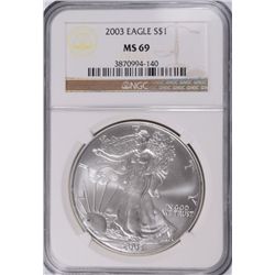 2003 AMERICAN SILVER EAGLE, NGC MS-69!