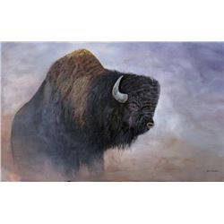 Artwork, Original Painting:  Janet Waldron Fine Art: Wood Bison Commemorative Painting