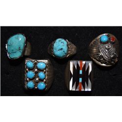 FIVE NAVAJO / ZUNI RINGS