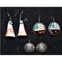 THREE PAIR PUEBLO EARRINGS