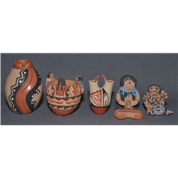 FIVE JEMEZ POTTERY ITEMS