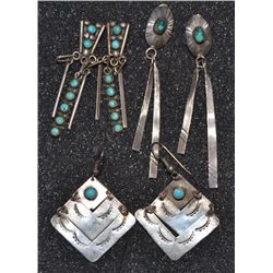 THREE PAIR NAVAJO  EARRINGS