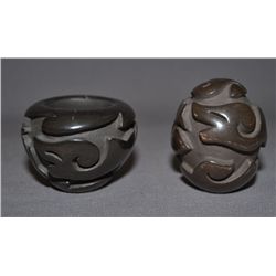 TWO SANTA CLARA POTTERY JARS