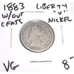 1883 *1ST YEAR* LIBERTY "V" NICKEL *RARE VERY GOOD GRADE* RED BOOK VALUE IS $8.00+!! COIN CAME OUT O