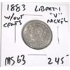 Image 1 : 1883 *1ST YEAR* LIBERTY "V" NICKEL *RARE MS-63 HIGH GRADE* RED BOOK VALUE IS $245.00+!! COIN CAME OU