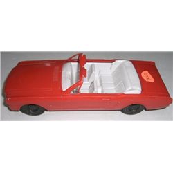 VINTAGE *64 1/2-1ST YEAR* FORD MUSTANG STAMPED *KORRIS KARS* FROM THE 1960'S-RED WITH WHITE INTERIOR